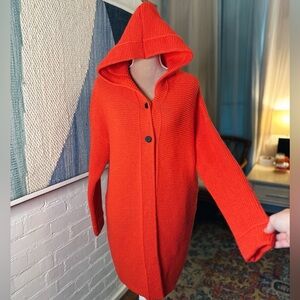 Brand Unknown Red Hooded Knit Cardigan